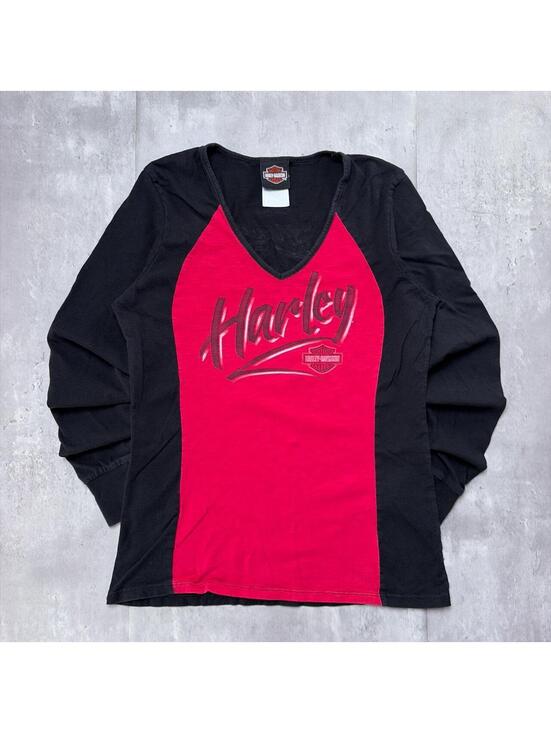 Harley-Davidson Tops - Y2K Red Harley Davidson San Jose Cali Grunge Gothic Biker Long Sleeve Shirt